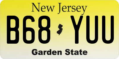 NJ license plate B68YUU