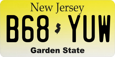 NJ license plate B68YUW