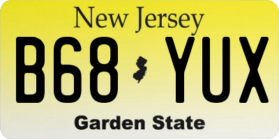 NJ license plate B68YUX