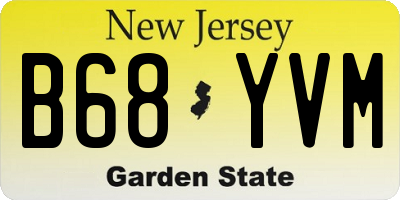 NJ license plate B68YVM