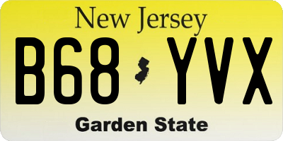 NJ license plate B68YVX