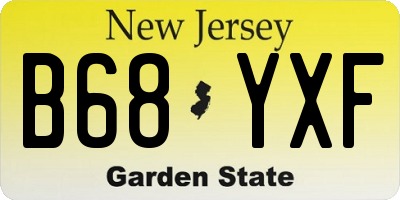 NJ license plate B68YXF