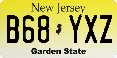 NJ license plate B68YXZ