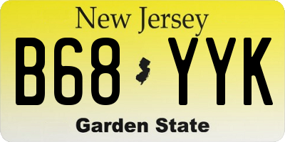 NJ license plate B68YYK