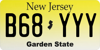 NJ license plate B68YYY