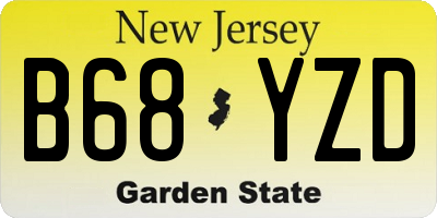 NJ license plate B68YZD