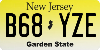 NJ license plate B68YZE
