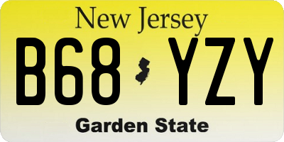 NJ license plate B68YZY