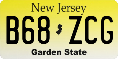 NJ license plate B68ZCG