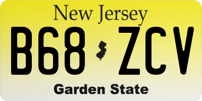 NJ license plate B68ZCV
