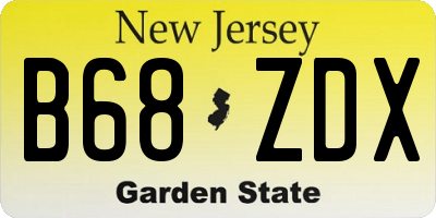 NJ license plate B68ZDX