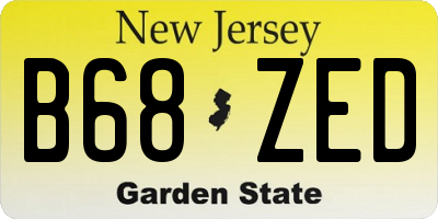NJ license plate B68ZED