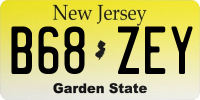 NJ license plate B68ZEY