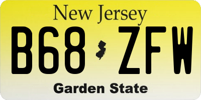NJ license plate B68ZFW