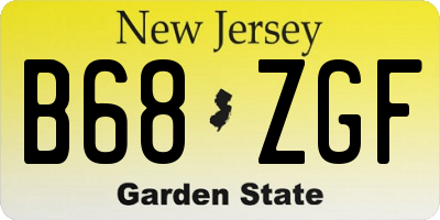 NJ license plate B68ZGF
