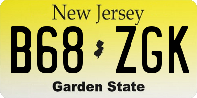 NJ license plate B68ZGK