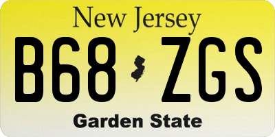 NJ license plate B68ZGS