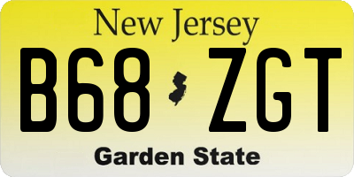 NJ license plate B68ZGT