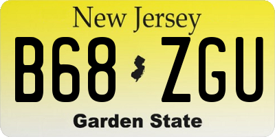 NJ license plate B68ZGU