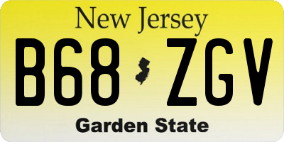 NJ license plate B68ZGV