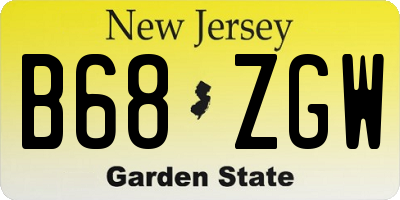 NJ license plate B68ZGW