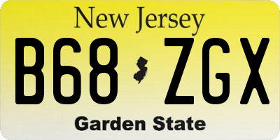 NJ license plate B68ZGX