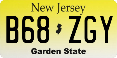 NJ license plate B68ZGY