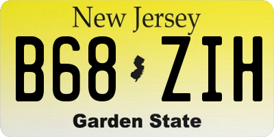 NJ license plate B68ZIH