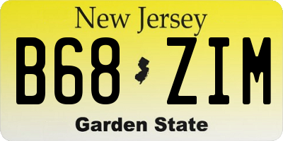 NJ license plate B68ZIM