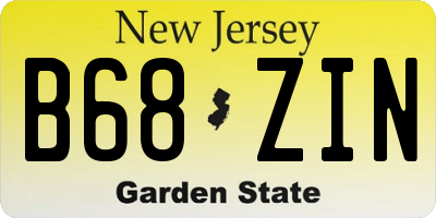 NJ license plate B68ZIN