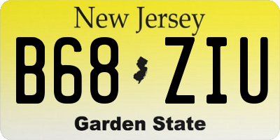 NJ license plate B68ZIU