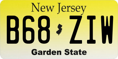 NJ license plate B68ZIW