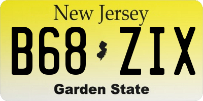 NJ license plate B68ZIX