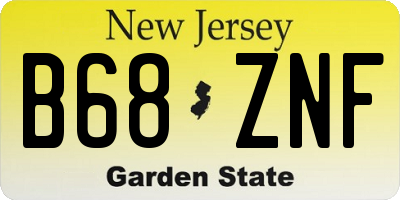 NJ license plate B68ZNF