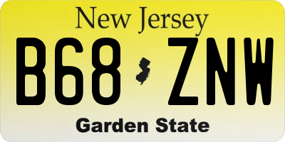 NJ license plate B68ZNW