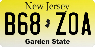 NJ license plate B68ZOA