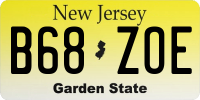 NJ license plate B68ZOE