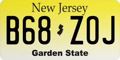 NJ license plate B68ZOJ