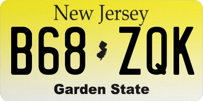 NJ license plate B68ZQK