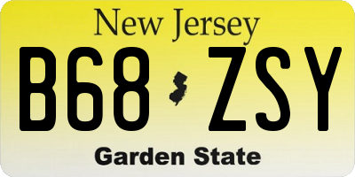 NJ license plate B68ZSY