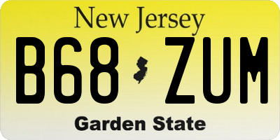 NJ license plate B68ZUM