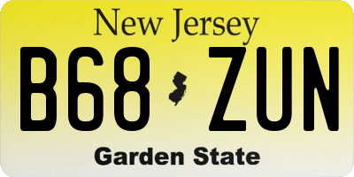 NJ license plate B68ZUN