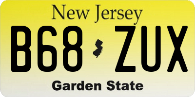 NJ license plate B68ZUX
