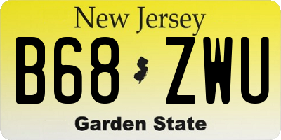 NJ license plate B68ZWU