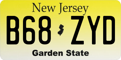 NJ license plate B68ZYD