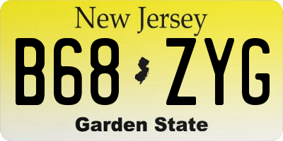 NJ license plate B68ZYG