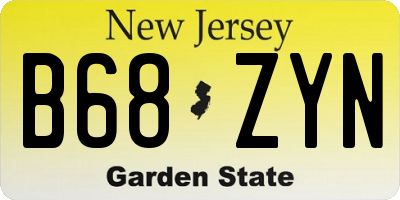 NJ license plate B68ZYN