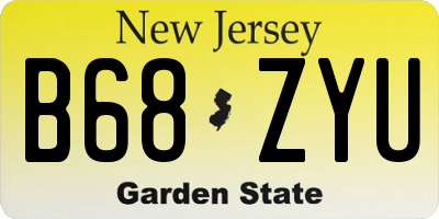 NJ license plate B68ZYU