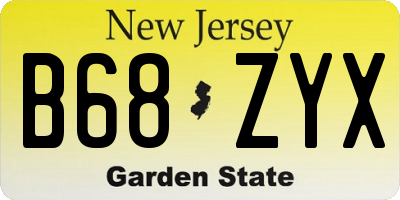 NJ license plate B68ZYX