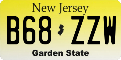 NJ license plate B68ZZW